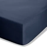 Tamno plava plahta s gumom od perkala 150x200 cm Easy Iron Percale –