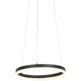 QAZQA Dizajnerska viseča svetilka v obliki obroča črna 40 cm z LED in zatemnitvijo - Anello Cene