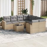  9-dijelni set vrtnih sofa s jastucima bež od poliratana 65.5 x 62 x 69 cm | Shoptok.si