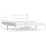 The Living Store Kovinski posteljni okvir z vzglavjem bel 193x203 cm - Posteljni Okvir, (21529363) | Shoptok.si