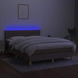  box spring s madracem LED smeđesivi 140x200 cm tkanina | shoptok.hr