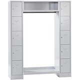Wolf Garderobni sistem s predelki za zaklepanje, 10 predelkov ob straneh, 10 obešalnikov za obleke, skupna širina 1470 mm, širina predelka 298 mm, sve | Shoptok.si