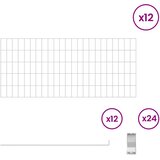 Ograda za vrt s kolčićima 12 pcs 115 x 50 cm Mesh Srebrna | Eponuda.com
