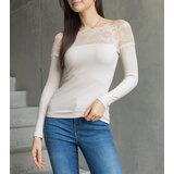 Gemre Light beige Spanish blouse with lace insert Vikija | shoptok.hr