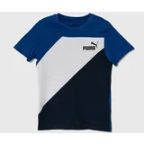 Puma Otroška bombažna kratka majica POWER B mornarsko modra barva