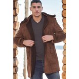 Dewberry PLT8399 SUEDE LOOK MEN'S COAT-PLAIN BROWN | shoptok.hr