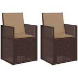  Vrtne stolice za blagovanje 2 pcs Smeđa i sivosmeđa PP - Smeđa i taupe s jastučićem za sjedenje i leđa | shoptok.hr