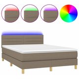  box spring s madracem LED smeđesivi 140x190 cm tkanina | shoptok.hr