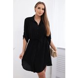 Kesi Włoski Dress with button closure and tie at the waist black | Shoptok.si