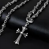 Ogrlica GO-38451 Cross - Srebrna / 60cm / 3,9cm
