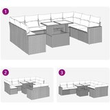  10-dijelni set vrtnih sofa poliratan i bagrem s jastucima sivi | shoptok.hr