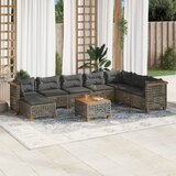 Maison Chic Seti vrtnega pohištva - Vrtna garnitura - Vrtni pohištvo set 9-delna z blazinami siv poli ratan, (21806163) | Shoptok.si
