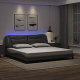 Furnova Posteljni okvir z LED lučkami siv 200x200 cm umetno usnje, (21940129) | Shoptok.si