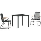  3-komadni vrtni set za blagovanje Crna PVC ratan | shoptok.hr