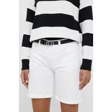 Pepe Jeans Traper kratke hlače Poppy za žene, boja: bijela, glatki materijal, srednje visoki struk