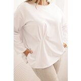 Kesi Włoski Women's Plus Size blouse with cotton, featuring a pocket and rolled sleeves kiwi | ePonuda.com