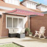 vidaXL Avtomatska retraktibilna tenda rdeča in bela 300x250 cm | Shoptok.si
