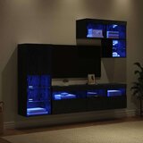 TV stenske enote 6 pcs Črna Orehovina Konstruiran les, (5000112846) | Shoptok.si
