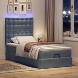 vidaXL Otomanski posteljni okvir z vzmetnicami siv 100x200cm žamet | Shoptok.si