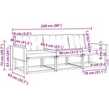  Set vanjskih sofa s jastukom 3 pcs Prirodna i svjetlosiva | shoptok.hr
