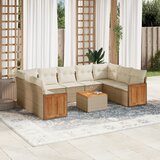 vidaXL 10-dijelni set vrtnih sofa s jastucima bež od poliratana | shoptok.hr