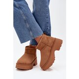 Boto Ladies Low Slip On Insulated Snow Boots With Fur Camel Mavelle | Shoptok.si