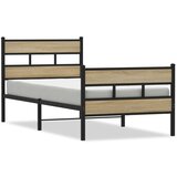 vidaXL Kovinski posteljni okvir brez vzmetnice sonoma hrast 107x203 cm, (21611955) | Shoptok.si