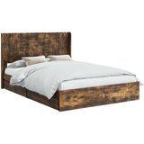  Krevetna konstrukcija s pohranom i uzglavljem Dimljeni hrast Smeđa 135 x 190 cm | Shoptok.si