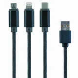 Cablexpert Kabel USB Lightning/Micro/Tip-C 1m črn CC-USB2-AM31-1M