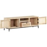 vidaXL TV ormarić 120x30x40 cm od masivnog drva manga i prirodne trske | shoptok.hr