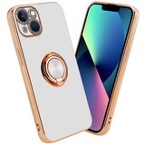Cadorabo Ohišje, združljiv z Apple v sijajnem belem - zlatu z obročem - zaščitni pokrov iz fleksibilnega silikona TPU, z zaščito pred kamero in držalom magnetnega avtomobila, (20556327) Cene