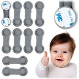 Ricokids 10-Piece Gray Cabinet Safety Lock - Childproofing Protection, (21740508) Cene