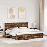  Konstrukcija postelje z vzglavjem Dimljeni oreh 200 x 200 cm, (5000103137) | Shoptok.si