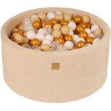 MeowBaby Bazen z žogicami, 90x40 cm s 300 žogicami, Žamet, Ecru: zlata/bež/bela/prozorna, (21295072) | Shoptok.si