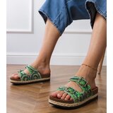 Gemre Green ethnic flip-flops with buckles on straps Zebrina | ePonuda.com