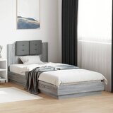 Maison Chic Posteljni okvir - Enojna postelja - Postelja za odrasle z vzglavjem in LED siva sonoma 90x200 cm, (21696244) | Shoptok.si