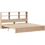 vidaXL Knjižna postelja brez vzmetnice 200x200 cm trdna borovina | Shoptok.si