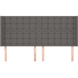  Uzglavlje s ušima sivo 163x16x118/128 cm od umjetne kože | Eponuda.com