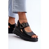 VINCEZA Women's Black Wedge and Platform Sandals in Eco Leather Triaola | ePonuda.com
