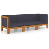 The Living Store Vrtna sedežna garnitura 3-delna z blazinami trden akacijev les - Vrtna Počivalna Garnitura, (21421517) | Shoptok.si