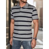 DStreet Koszulka męska polo w paski jasnoszara | Shoptok.si