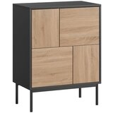 Nesta Komoda sideboard, push-to-open vrata, MDF, kovinske noge, črna in naravni les, za kuhinjo in jedilnico, (5000493523) Slike