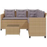  Vrtna sofa L-oblika sa stolom i jastucima bež od poliratana | shoptok.hr