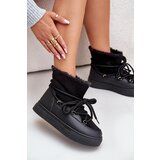 FI1 Women's Snow Boots On Platform Insulated With Fur Black Aziara Cene