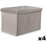 Brandless XL zložljiv puf z gumbi - 60x38x38cm žametno siva x 4, (22056775) | Shoptok.si