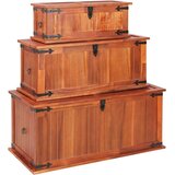3 Skrinje za shranjevanje 3 kosi trden akacijev les | Shoptok.si