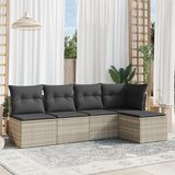 Maison Chic Seti vrtnega pohištva - Vrtna garnitura - Vrtni pohištvo set 5-delna z blazinami siv poli ratan, (21817864) | Shoptok.si