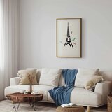  Plakat - Black Illustration of the Eiffel Tower on a Light Background 60x90 Zlatni okvir | shoptok.hr