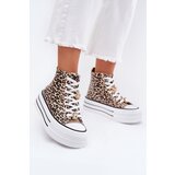 Boto Womens High Top Sneakers On Massive Platform With Clips Leopard Gold Olivana | shoptok.hr