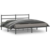 Maison Chic Kovinski Posteljni okvir - Dvoposteljna postelja - Zakonska postelja z vzglavjem črn 193x203 cm, (21693441) | Shoptok.si